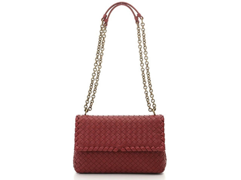 BOTTEGA VENETA Bag Chain Shoulder Olympia Bordeaux Purple Brown Intrecciato